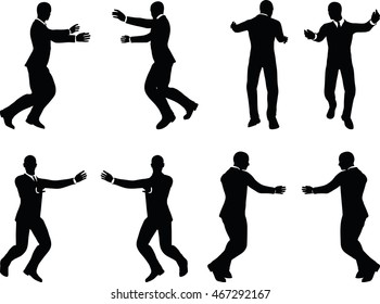 EPS 10 vector illustration of business man silhouette in push pose