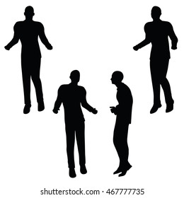EPS 10 vector illustration of business man silhouette in angry pose