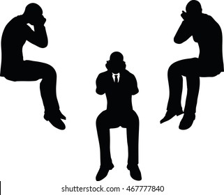 EPS 10 vector illustration of business man silhouette in sorrowful pose
