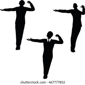 EPS 10 vector illustration of business man silhouette in peaceful pose