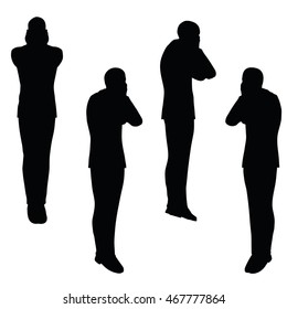 EPS 10 vector illustration of business man silhouette in anxious pose