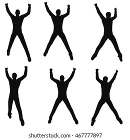 EPS 10 vector illustration of business man silhouette in excited pose