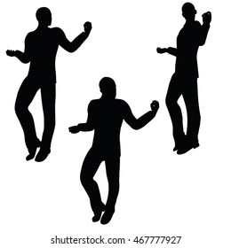 EPS 10 vector illustration of business man silhouette in happy pose