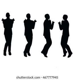 EPS 10 vector illustration of business man silhouette in happy pose