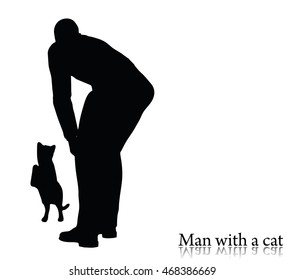 EPS 10 vector illustration of business man silhouette with a cat