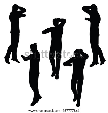 EPS 10 vector illustration of business man silhouette in anxious pose