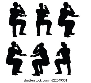 EPS 10 vector illustration of businessman silhouette at the office pose