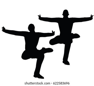 EPS 10 vector illustration of  businessman yoga pose on white background
