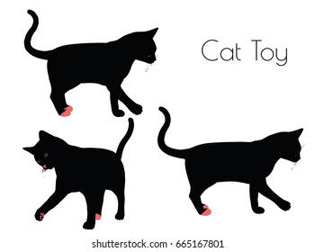 EPS 10 vector illustration of cat silhouette with Toy Pose