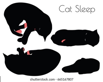 EPS 10 vector illustration of cat silhouette in Sleep Pose
