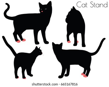 EPS 10 vector illustration of cat silhouette in Stand Pose