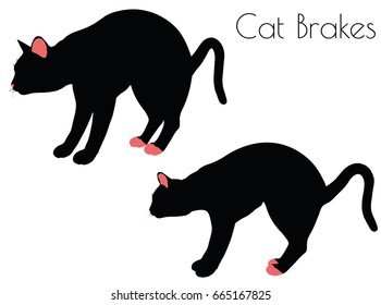 EPS 10 vector illustration of cat silhouette in Brake Pose