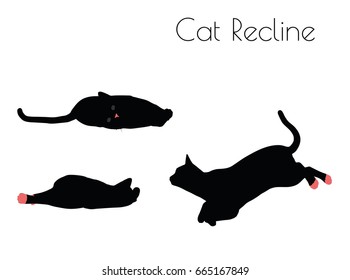 EPS 10 vector illustration of cat silhouette in Recline Pose