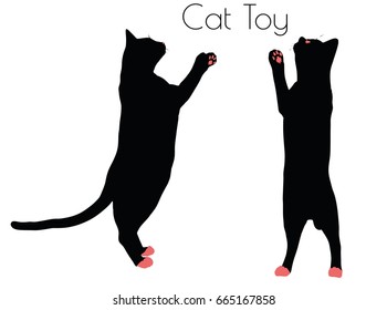 EPS 10 vector illustration of cat silhouette with Toy Pose
