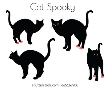 EPS 10 vector illustration of cat silhouette in Spooky Pose