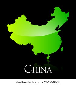EPS 10 Vector illustration of China green shiny map. Used transparency.