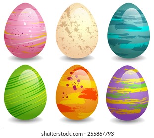 EPS 10 Vector illustration of colorful easter eggs set. Used gradient mesh and opacity on shadow and blending mode. RGB color mode. Eggs are grouped and easy to edit.