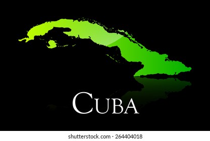 EPS 10 Vector illustration of Cuba green shiny map. Used transparency.