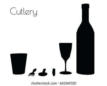 EPS 10 vector illustration of Cutlery silhouette on white background