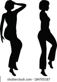 EPS 10 Vector Illustration of dancer woman silhouette