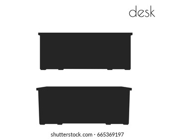 EPS 10 vector illustration of desk  silhouette on white background