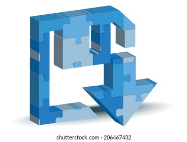 EPS 10 Vector Illustration - download icon in puzzle