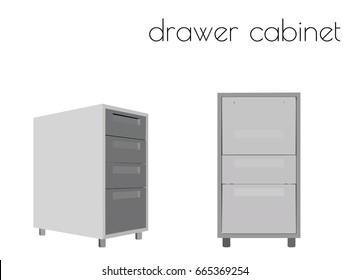 EPS 10 vector illustration of drawer cabinet silhouette on white background
