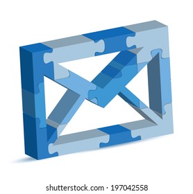 EPS 10 Vector Illustration of e-mail icon in puzzle