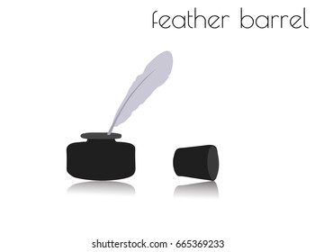 EPS 10 vector illustration of feather barrel silhouette on white background