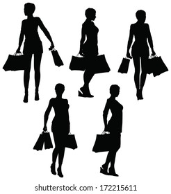 EPS 10 Vector Illustration of female hands holding a shopping bags