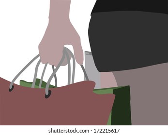 EPS 10 Vector Illustration of female hands holding a shopping bags