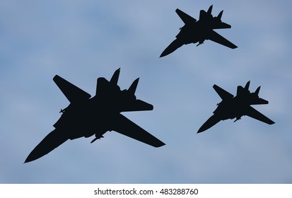 EPS 10 vector illustration of fighter plane on blue background
