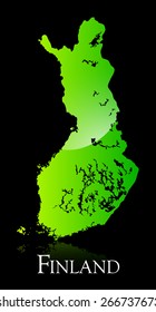 EPS 10 Vector illustration of Finland green shiny map. Used transparency.