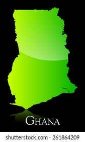 EPS 10 Vector illustration of Ghana green shiny map. Used transparency.