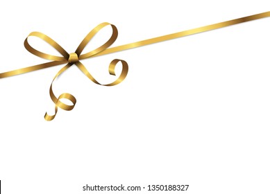 EPS 10 vector illustration of golden colored ribbon bow isolated on white background