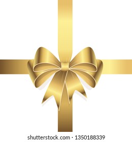 EPS 10 vector illustration of golden colored ribbon bow isolated on white background
