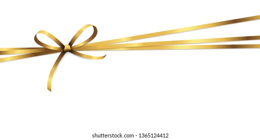 EPS 10 vector illustration of golden colored ribbon bow isolated on white background