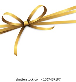EPS 10 vector illustration of golden colored ribbon bow isolated on white background