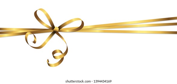 EPS 10 vector illustration of golden colored ribbon bow isolated on white background