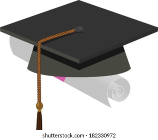 EPS 10 Vector Illustration of Graduation Cap - Black Mortarboard