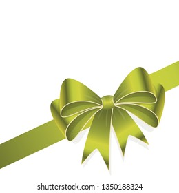 EPS 10 vector illustration of green colored ribbon bow isolated on white background