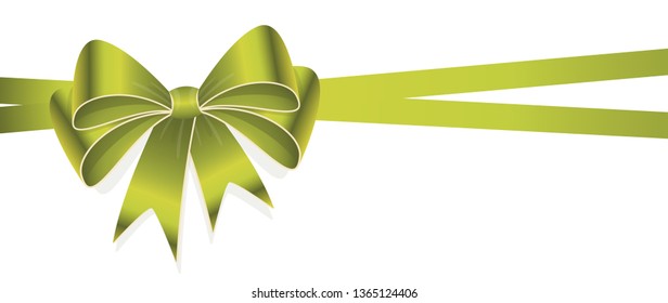 EPS 10 vector illustration of green colored ribbon bow isolated on white background