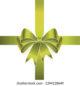 EPS 10 vector illustration of green colored ribbon bow isolated on white background