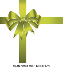 EPS 10 vector illustration of green colored ribbon bow isolated on white background