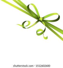 EPS 10 vector illustration of green colored ribbon bow isolated on white background