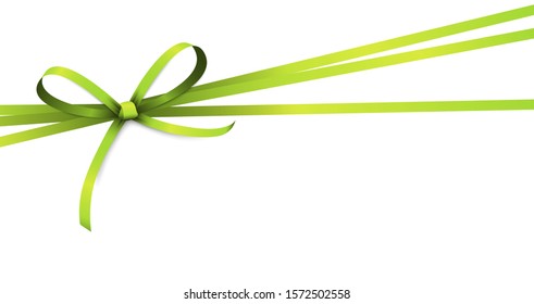 EPS 10 vector illustration of green colored ribbon bow isolated on white background