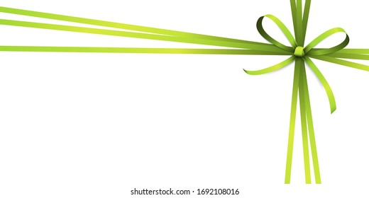 EPS 10 vector illustration of green colored ribbon bow and gift band isolated on white background