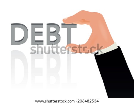 EPS 10 Vector Illustration - Hand and the word Debt