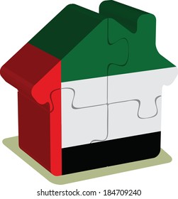 EPS 10 Vector Illustration of House puzzle in United Arab Emirates Flag