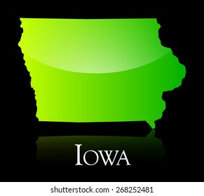 EPS 10 Vector illustration of Iowa green shiny map. Used transparency.
